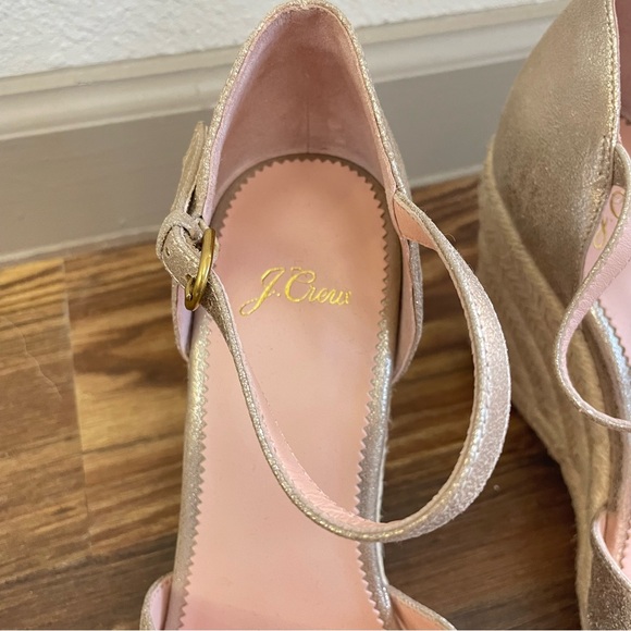 J. Crew Metallic Leather Espadrille Wedge Sandals NWOT Size 8.5 - Picture 3 of 9